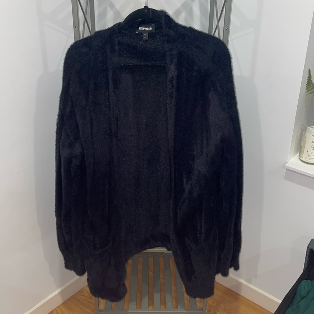 Express Black Fuzzy Cardigan